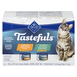 Blue Buffalo Natural Food For Adult Cats Paté 12-Count Variety Pack 1.02 kg, $1.57/100g