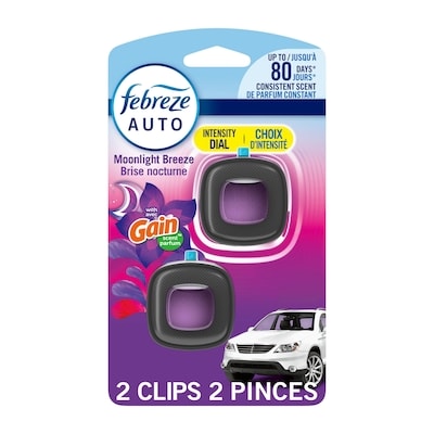 Febreze Car Air Freshener, Odor-Fighting Automotive Vent Clip, Moonlight Breeze Scent, 2 Count 4 ml, $237.25/100ml
