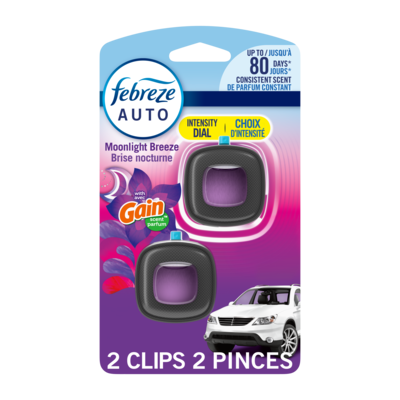 Febreze Car Air Freshener, Odor-Fighting Automotive Vent Clip, Moonlight Breeze Scent, 2 Count 4 ml, $24.98/10ml