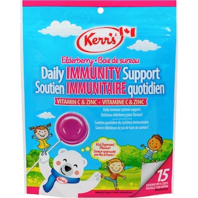 Kerr’s Pastille sur bâton baie de sureau soutien immunitaire quotidien 15 ea, 0,43 $/1ch