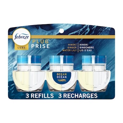 Febreze Recharge d’huile parfumée pour assainisseur d’air Prise, Océan, 3 recharges 77.7 ml, 2,19 $/10ml