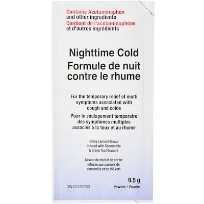Formule de nuit contre le rhume, saveur miel et citron, paquet de 10 sachets