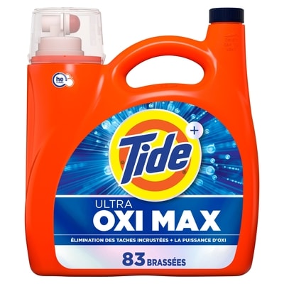 Tide Détergent à lessive liquide Ultra Oxi Max, détachant pour taches tenaces et pouvoir d’Oxi, détergent à lessive liquide avec pouvoir Extra Oxi, 3,46 L, 83 brassées 3.46 l, 0,79 $/100ml