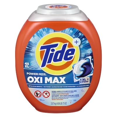 Tide Oxi Max Power PODS Laundry Detergent Pods, 45 Count, Stain Remover Plus Oxi Power 45 ea, $0.58/1ea