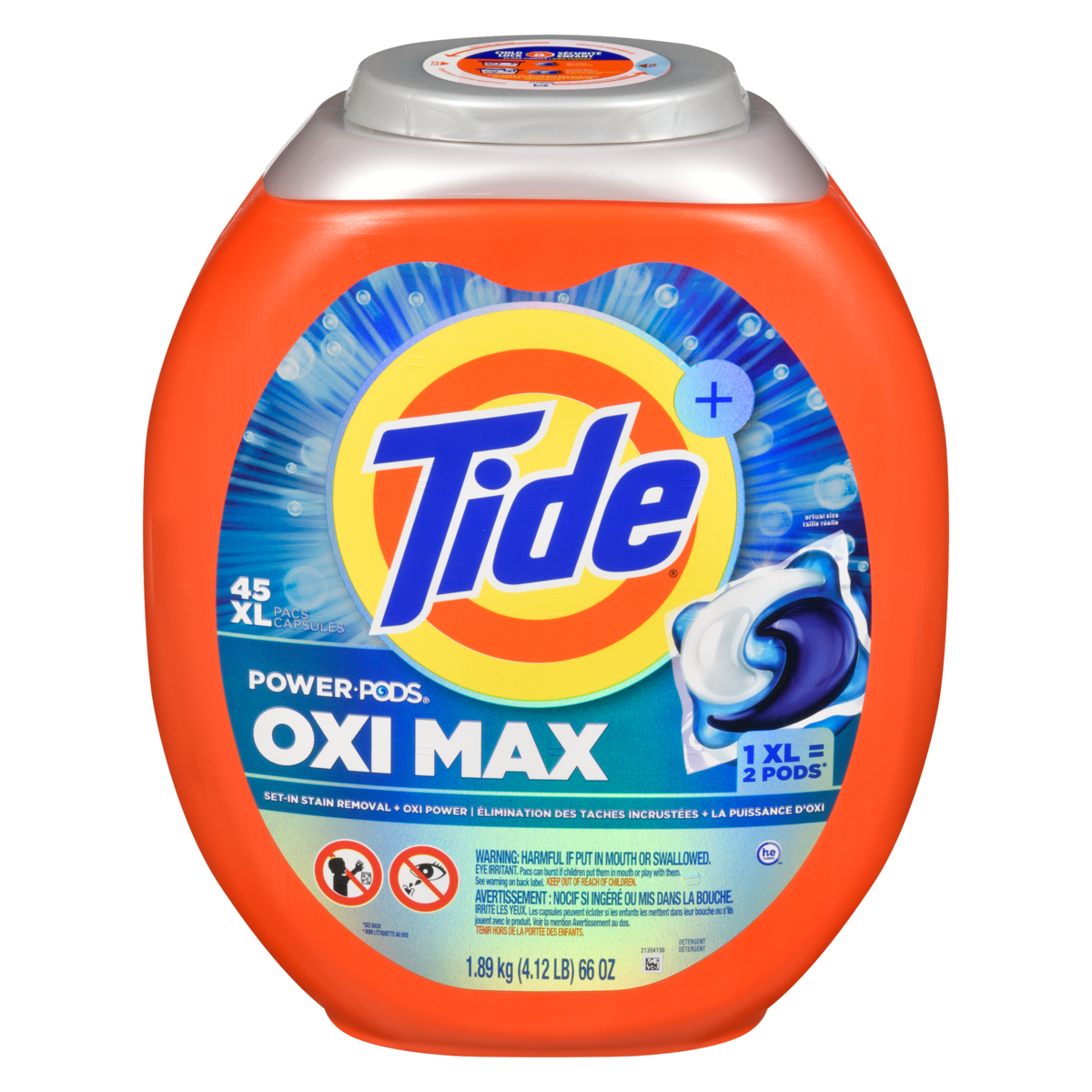 Tide Oxi Max Power PODS Laundry Detergent Pods, 45 Count, Stain Remover Plus Oxi Power