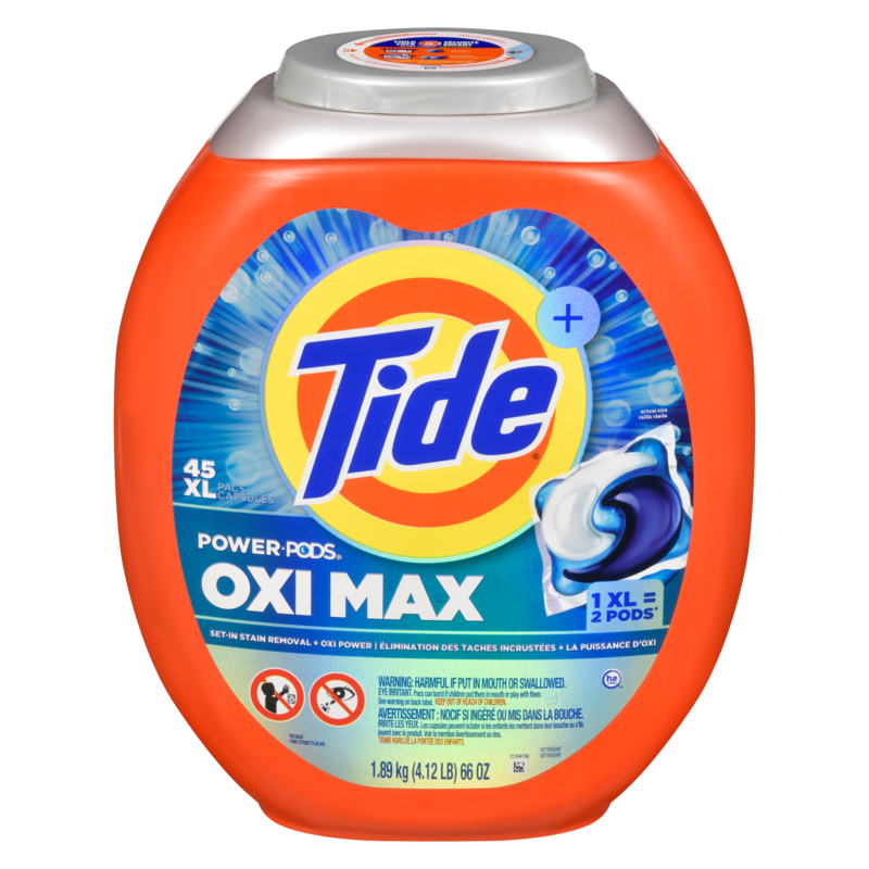 Oxi Max Power PODS Laundry Detergent Pods, 45 Count, Stain Remover Plus Oxi Power