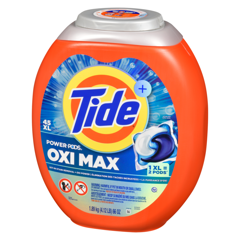 Oxi Max Power PODS Laundry Detergent Pods, 45 Count, Stain Remover Plus Oxi Power