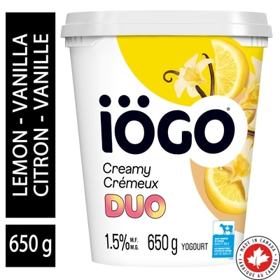 IÖGO Duo yogourt citron-vanille 15 % 650 g, 0,66 $/100g