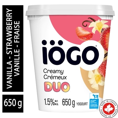 IOGO Duo Vanilla-Strawberry Yogurt Tub 1.5% 650 g, $0.66/100g