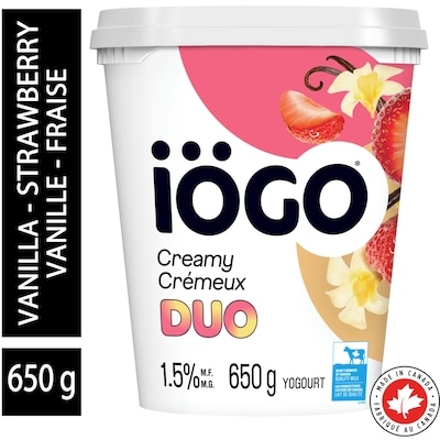 IOGO Yogurt Duo Vanilla-Strawberry, Yogurt Tub 1.5% 650 g, $0.46/100g