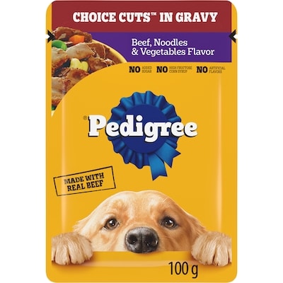 Pedigree Choice Cuts In Gravy Beef, Noodles & Vegetables Flavour Adult Wet Dog Food Pouch 100 g, $1.19/100g