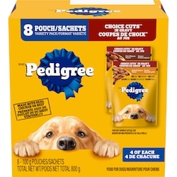 Pedigree Choice Cuts In Gravy Filet Mignon and Grilled Chicken Flavour Adult Wet Dog Food Pouch Variety Pack 8x100.0 g, $1.12/100g