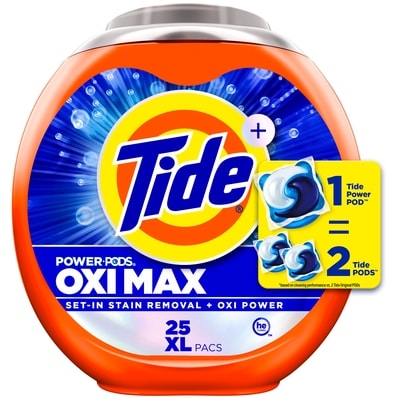 Tide Oxi Max Power PODS Laundry Detergent Pods, 25 Count, Stain Remover Plus Oxi Power 25 ea, $0.60/1ea