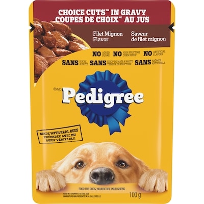 Pedigree Nourriture humide pour chiens adultes Coupes De Choix Au Jus saveur de filet mignon 100 g, 1,10 $/100g