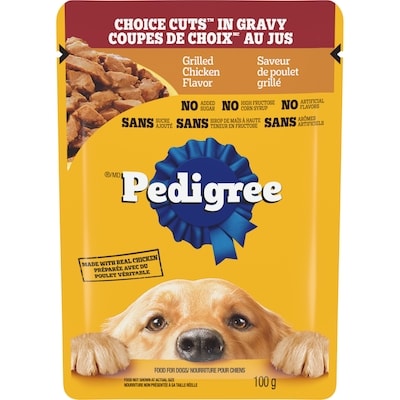 Pedigree Nourriture humide pour chiens adultes Coupes De Choix Au Jus saveur de poulet grillé 100 g, 1,10 $/100g