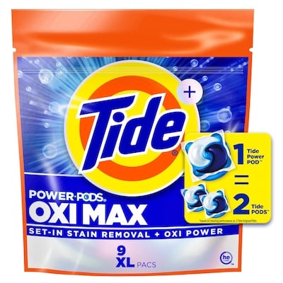 Tide Oxi Max Power PODS Laundry Detergent Pods, 9 Count, Stain Remover Plus Oxi Power 9 ea, $0.78/1ea