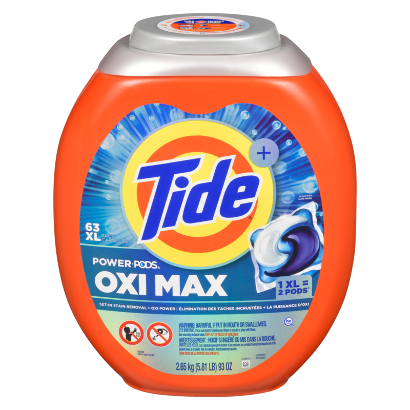 Oxi Max Power PODS Laundry Detergent Pods, 63 Count, Stain Remover Plus Oxi Power