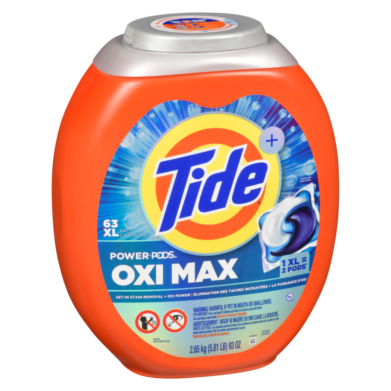 Oxi Max Power PODS Laundry Detergent Pods, 63 Count, Stain Remover Plus Oxi Power