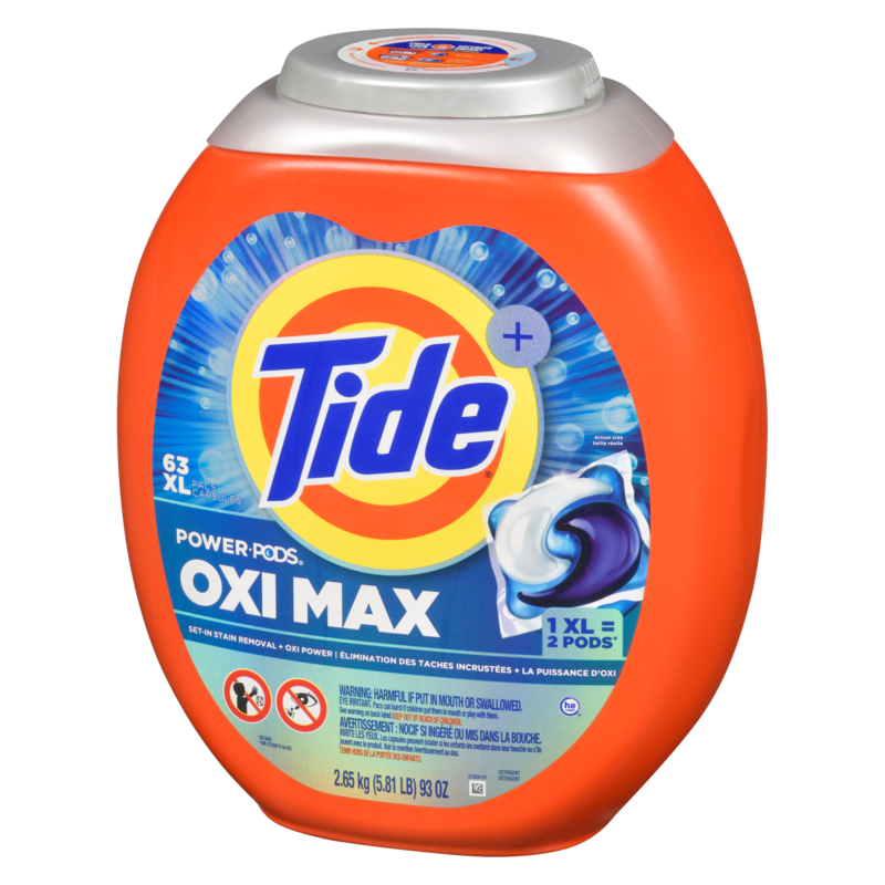 Oxi Max Power PODS Laundry Detergent Pods, 63 Count, Stain Remover Plus Oxi Power