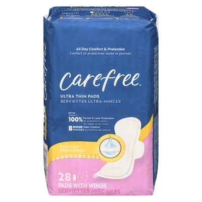 Carefree 28 serviettes ultra-minces avec ailes à absorptivité régulière 28 ea, 0,32 $/1ch