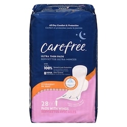 Ultra Thin Pads, Overnight With Wings, 28ct