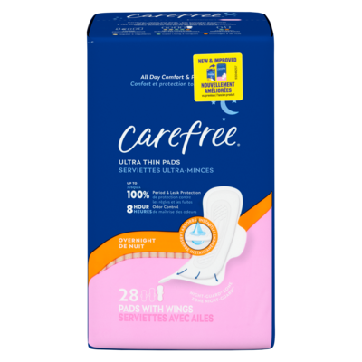 Carefree Ultra Thin Pads, Overnight With Wings, 28ct 28 ea, $0.30/1ea