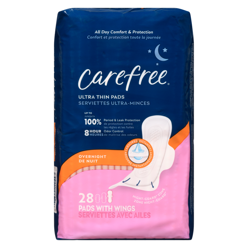 Ultra Thin Pads, Overnight With Wings, 28ct