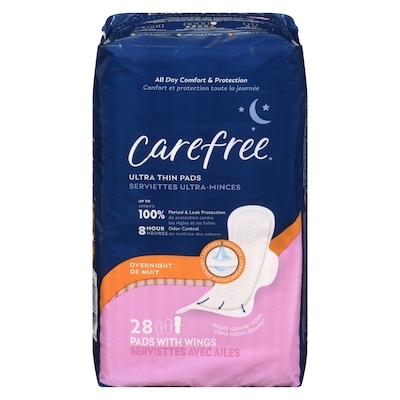 Carefree 28 serviettes de nuit ultra-minces avec ailes 28 ea, 0,32 $/1ch