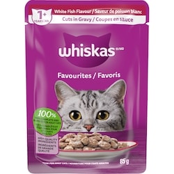 Whiskas Favourites Adult Wet Cat Food Cuts In Gravy White Fish Pouch 85 g, $1.16/100g