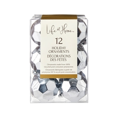 Life at Home Faceted Mini Holiday Ornaments 12 Pack - Silver 1 ea, $3.00/1ea