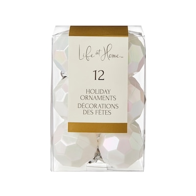Life at Home Faceted Mini Holiday Ornaments 12 Pack - Iridescent White 1 ea, $3.00/1ea