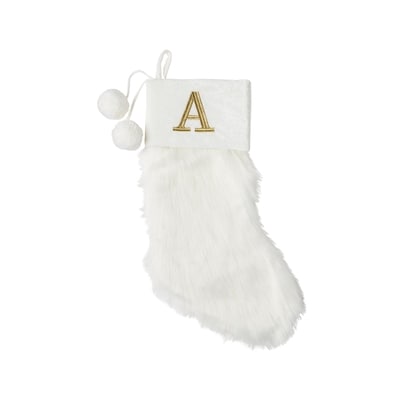Life at Home Bas de Noël ivoire en similifourrure avec monogramme – lettre A 1 ea, 19,00 $/1ch