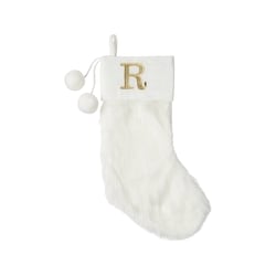 Life at Home Bas de Noël ivoire en similifourrure avec monogramme – lettre R 1 ea, 19,00 $/1ch