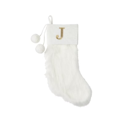 Life at Home Bas de Noël ivoire en similifourrure avec monogramme – lettre J 1 ea, 19,00 $/1ch