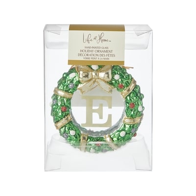 Life at Home Décoration des fêtes en couronne de verre avec monogramme – lettre E 1 ea, 7,00 $/1ch