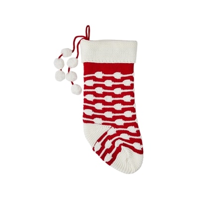 Life at Home Bas de Noël en tricot rayé avec pompons 1 ea, 19,00 $/1ch