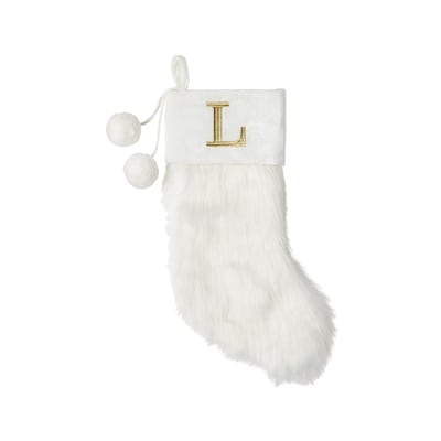 Life at Home Bas de Noël ivoire en similifourrure avec monogramme – lettre L 1 ea, 19,00 $/1ch