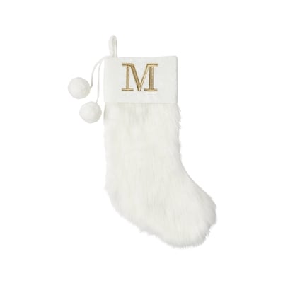 Life at Home Bas de Noël ivoire en similifourrure avec monogramme – lettre M 1 ea, 19,00 $/1ch