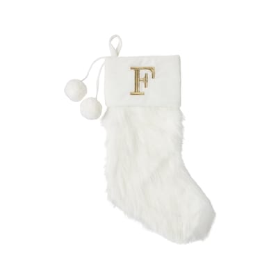Life at Home Bas de Noël ivoire en similifourrure avec monogramme – lettre F 1 ea, 14,25 $/1ch