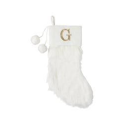 Life at Home Bas de Noël ivoire en similifourrure avec monogramme – lettre G 1 ea, 19,00 $/1ch