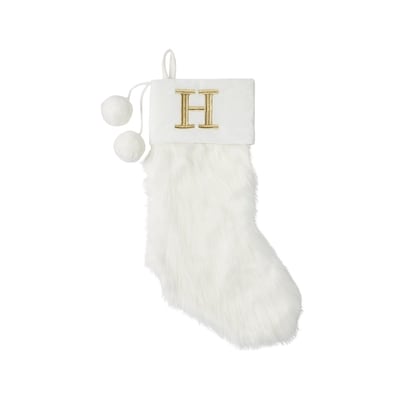 Life at Home Bas de Noël ivoire en similifourrure avec monogramme – lettre H 1 ea, 19,00 $/1ch