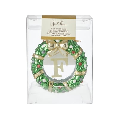 Life at Home Décoration des fêtes en couronne de verre avec monogramme – lettre F 1 ea, 7,00 $/1ch