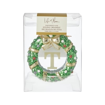 Life at Home Glass Wreath Monogram Ornament - Letter T 1 ea, $7.00/1ea