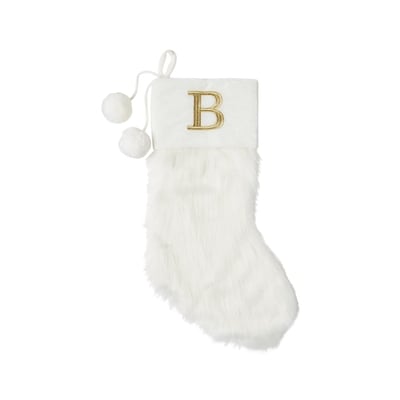 Life at Home Bas de Noël ivoire en similifourrure avec monogramme – lettre B 1 ea, 19,00 $/1ch