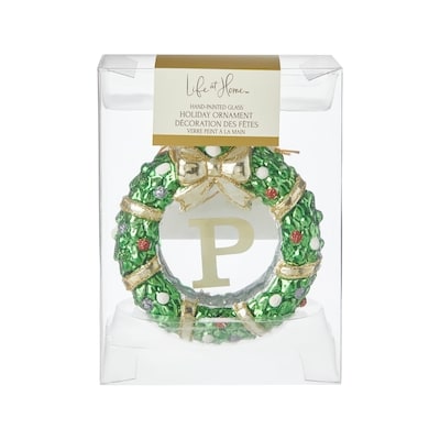 Life at Home Glass Wreath Monogram Ornament - Letter P 1 ea, $7.00/1ea