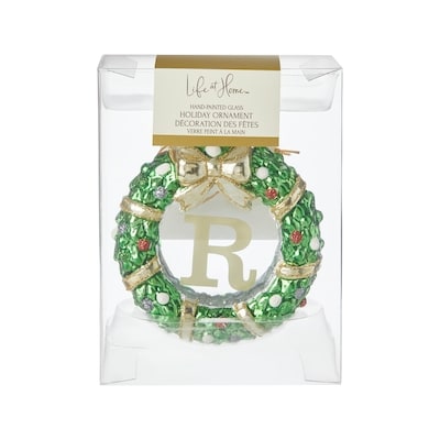 Life at Home Décoration des fêtes en couronne de verre avec monogramme – lettre R 1 ea, 7,00 $/1ch