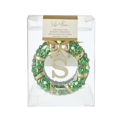 Life at Home Décoration des fêtes en couronne de verre avec monogramme – lettre S 1 ea, 7,00 $/1ch