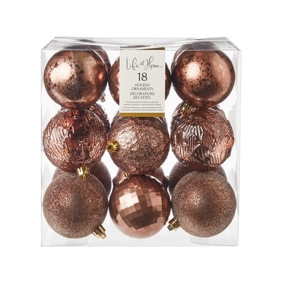 Life at Home Décorations des fêtes, lot de 18 boules – cuivre 1 ea, 24,00 $/1ch