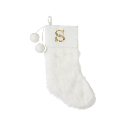 Life at Home Bas de Noël ivoire en similifourrure avec monogramme – lettre S 1 ea, 19,00 $/1ch