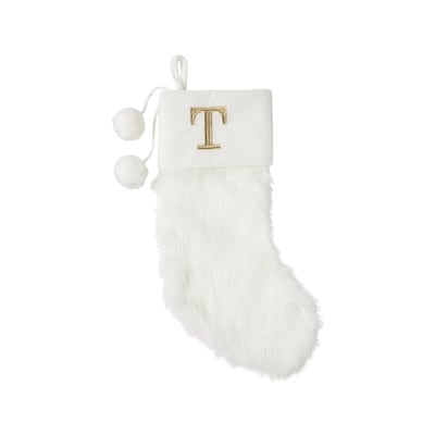 Life at Home Ivory Faux Fur Monogram Stocking - Letter T 1 ea, $19.00/1ea